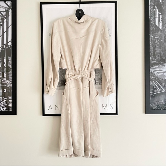 Jonathan Simkhai Belted Cutout Twill Playsuit Cream Linen Women’s Size 2 NWT - Picture 12 of 14